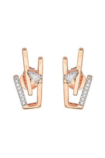 14kt Rose Gold Finish Diamond Seven-Up Earrings