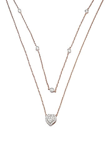 14kt Rose Gold Finish Diamond Layered Necklace