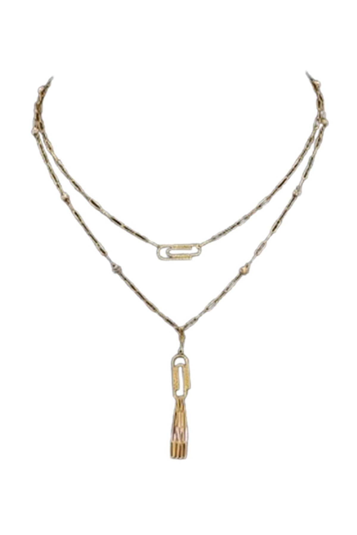 18kt Yellow Gold Finish Paperclip Link Layered Necklace