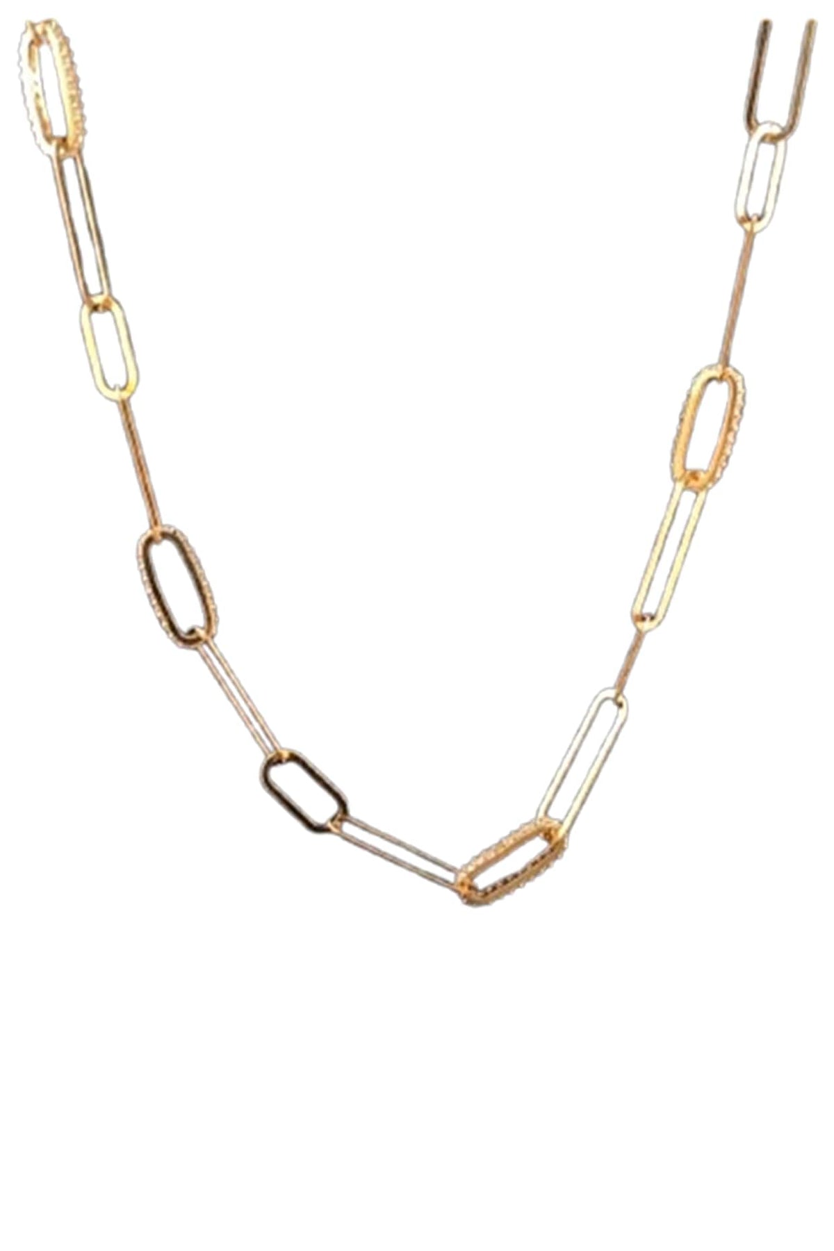 18kt Yellow Gold Finish Paper-Clip Link Chain Necklace