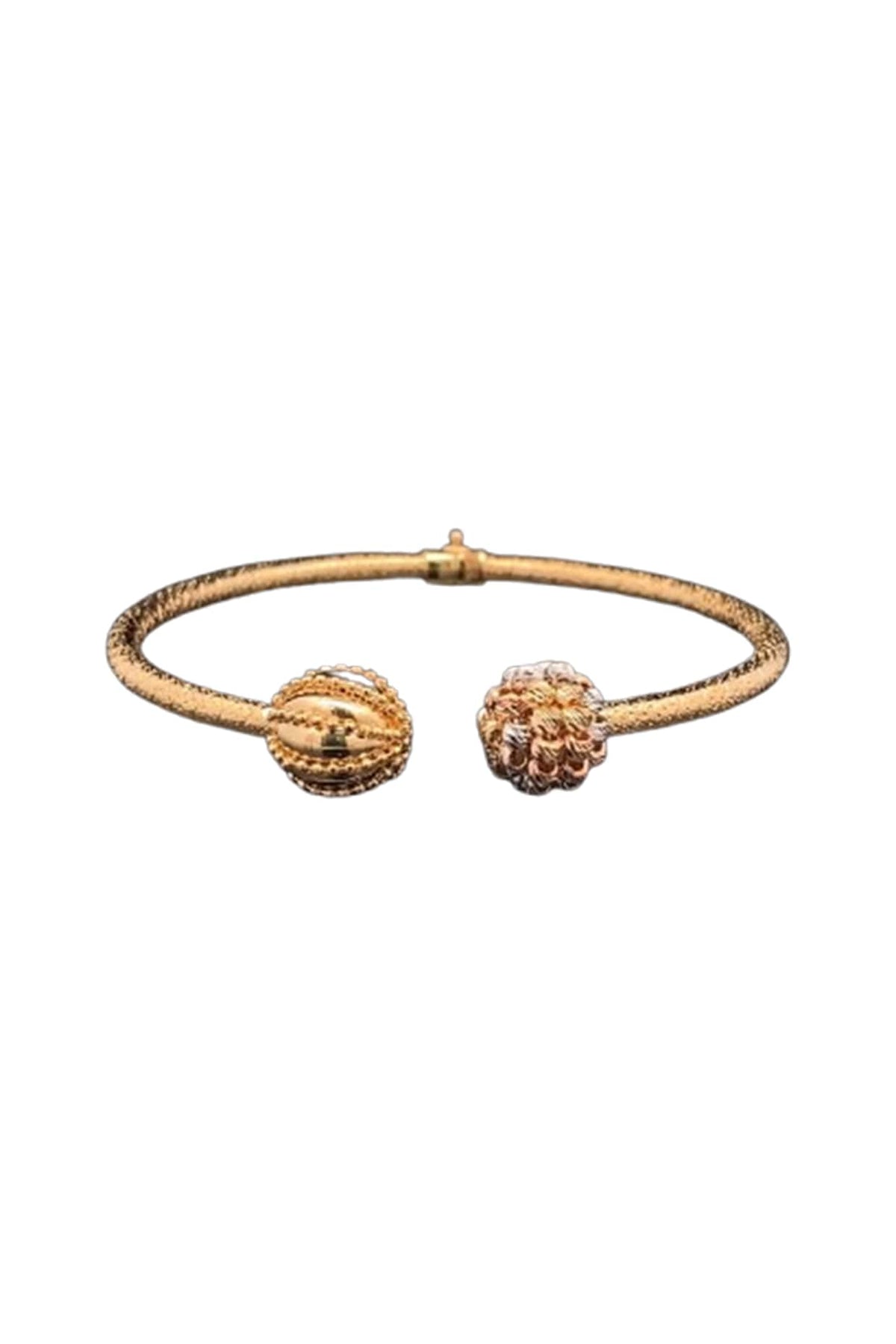 18kt Two-Tone Finish Diamond Beaded Mesh Open Cuff Bangle