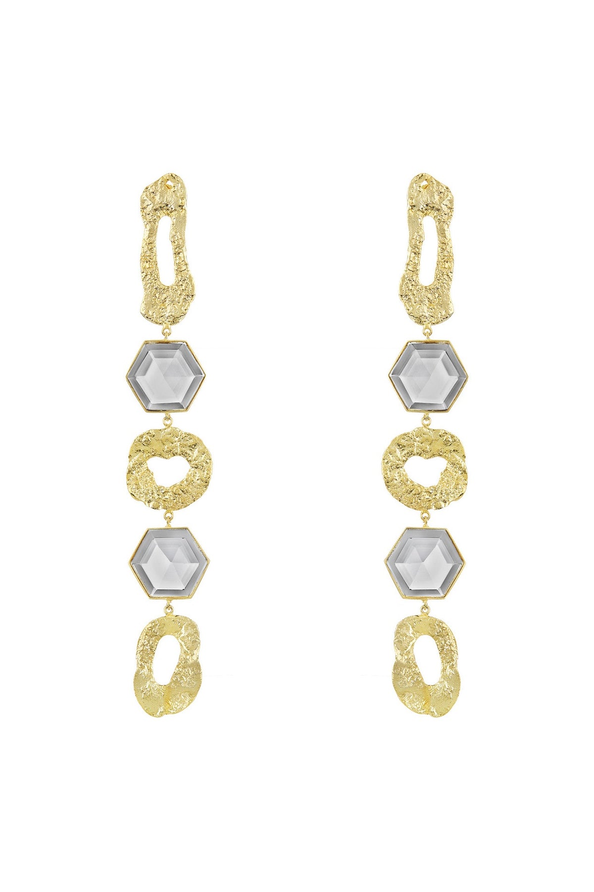 Gold Finish Handcrafted Dangler Earrings In Brass