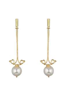 Gold Finish Pearl Dangler Earrings