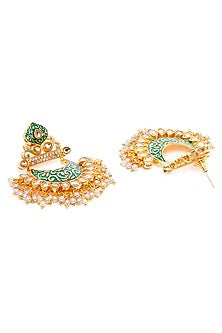 Gold Finish Pearl Chandbali Earrings
