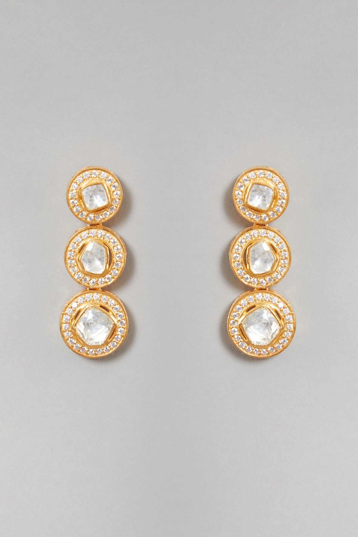 Gold Plated Polki Necklace Set In Sterling Silver