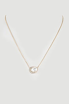 Gold Finish Necklace With Moissanite Polki In Sterling Silver