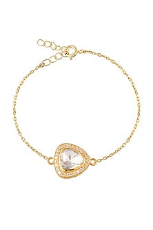 Gold Finish Semi-Precious Stone Bracelet In Sterling Silver