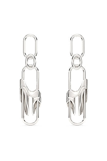 White Finish Mercury Elitia Dangler Earrings In Sterling Silver