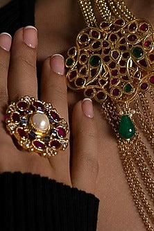Gold Plated Jadau Kundan Polki Ring