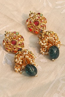 Gold Plated Jadau Kundan Polki Long Necklace Set