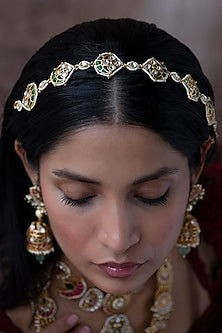 Gold Plated Jadau Kundan Polki Mathapatti