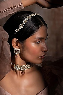 Gold Plated Jadau Kundan Polki Mathapatti