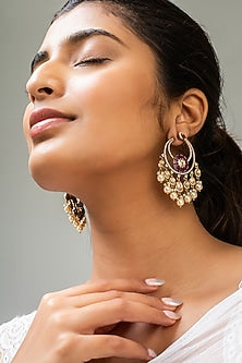 Gold Finish AD Stone Dangler Earrings