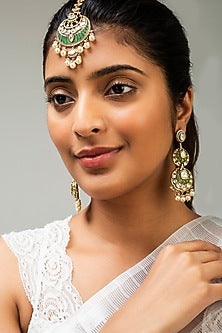 God Finish Mint Green Kundan Polki Maangtikka