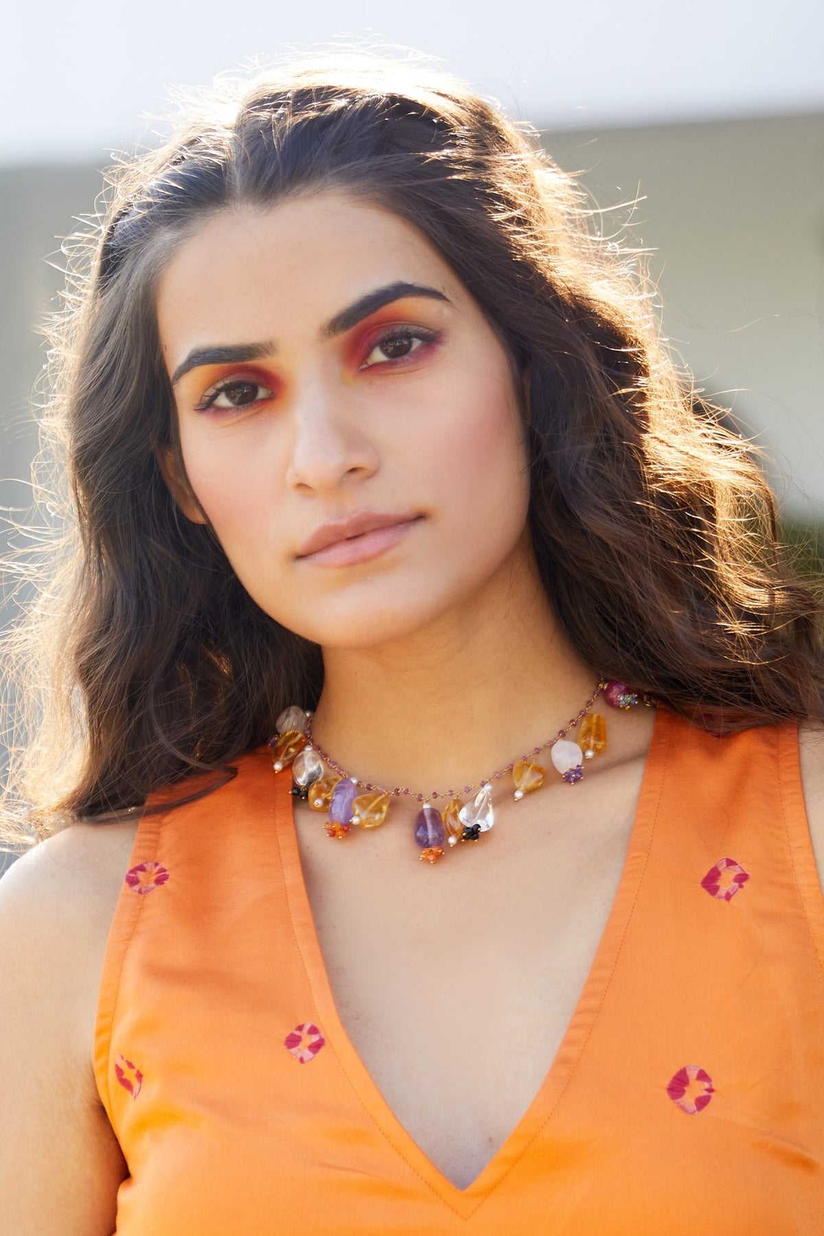 Gold Bead Drop Choker Necklace