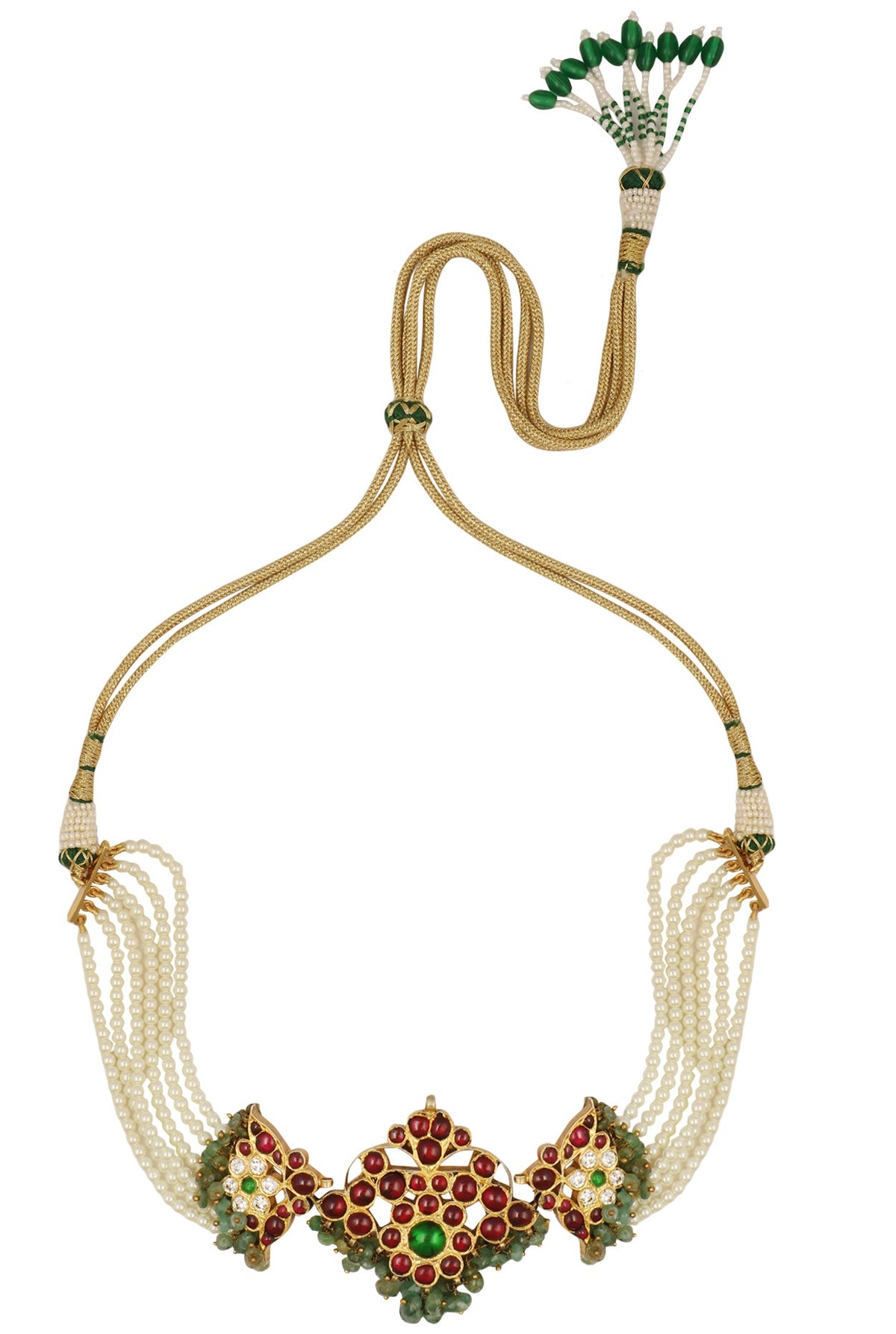Gold Leafing Kempstone Dancing Peacock Pendant Necklace