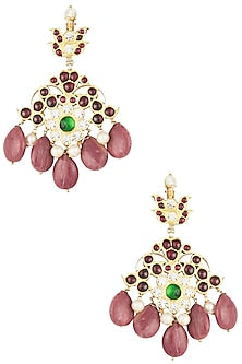 Gold Plated Multi Stones Embellished Earrings