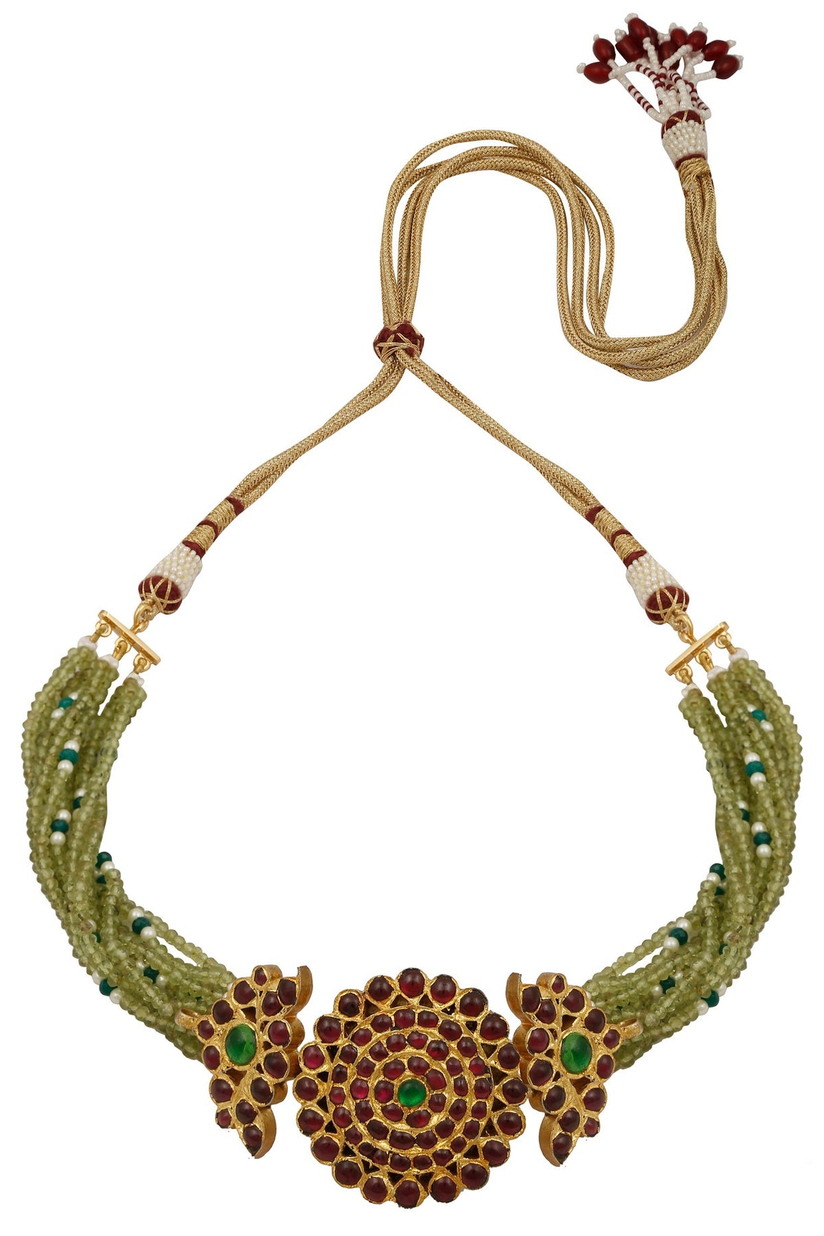 Gold Leafing Floral Design Pendant Choker