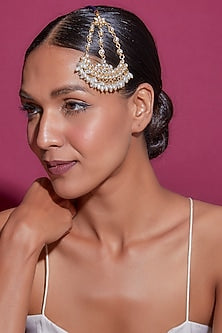 Gold Finish Kundan Polki & Rice Pearl Pasa