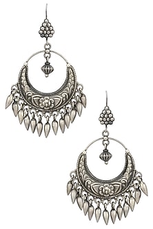 Silver Finish Crescent Shaped Earrings