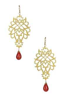 Gold Plated Flower and Leaf Pattern Byzantine Motifs Earrings
