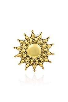 Oxidized Gold Plated Floral Design Ring