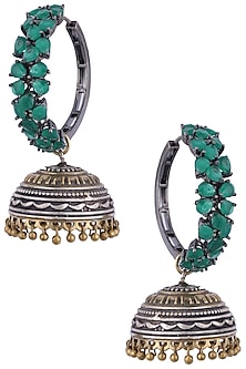 Antique silver and gold dual plated jhumki earrings