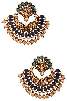Gold plated peacock chandbali earrings