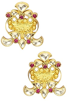 Gold Plated Semi Precious Stone Floral Earrings