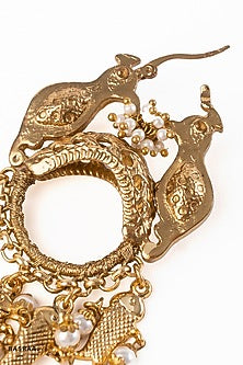 Gold Plated Faux Pearl Dangler Earrings