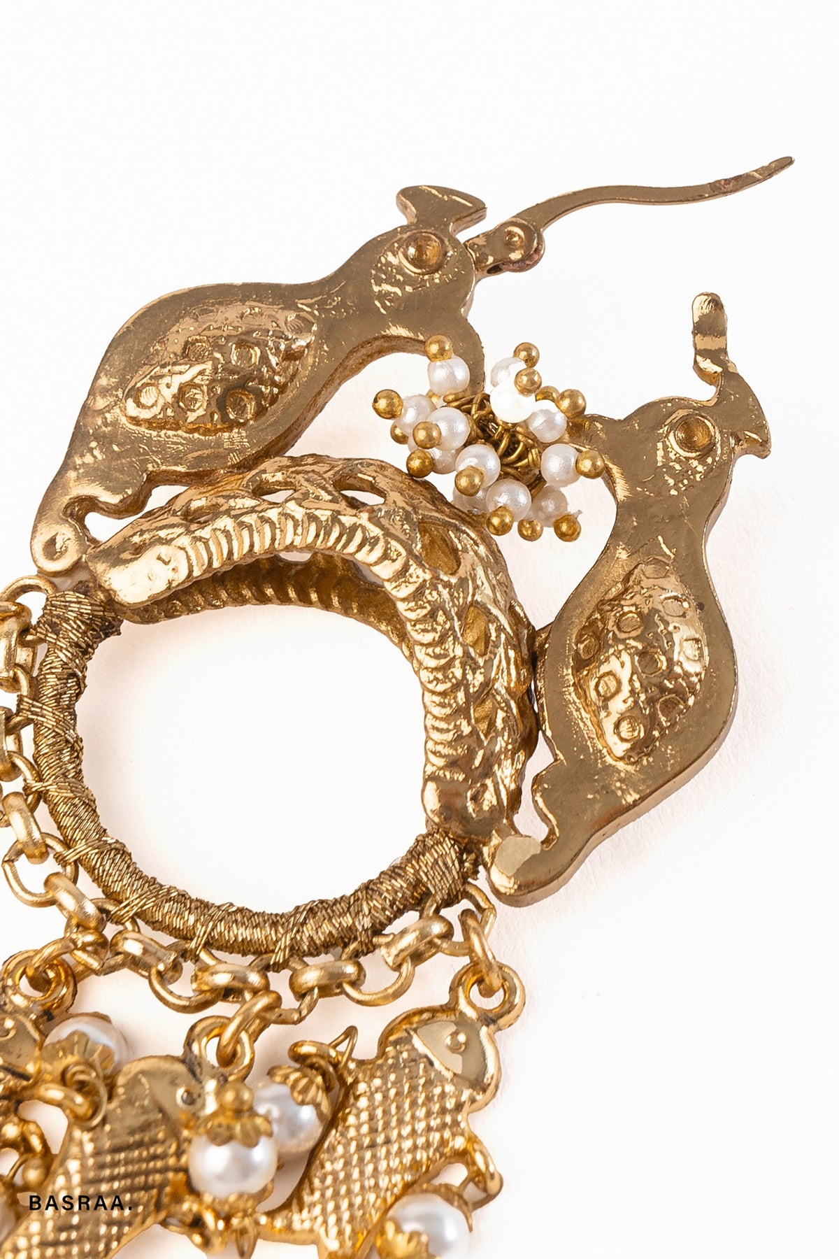 Gold Plated Faux Pearl Dangler Earrings