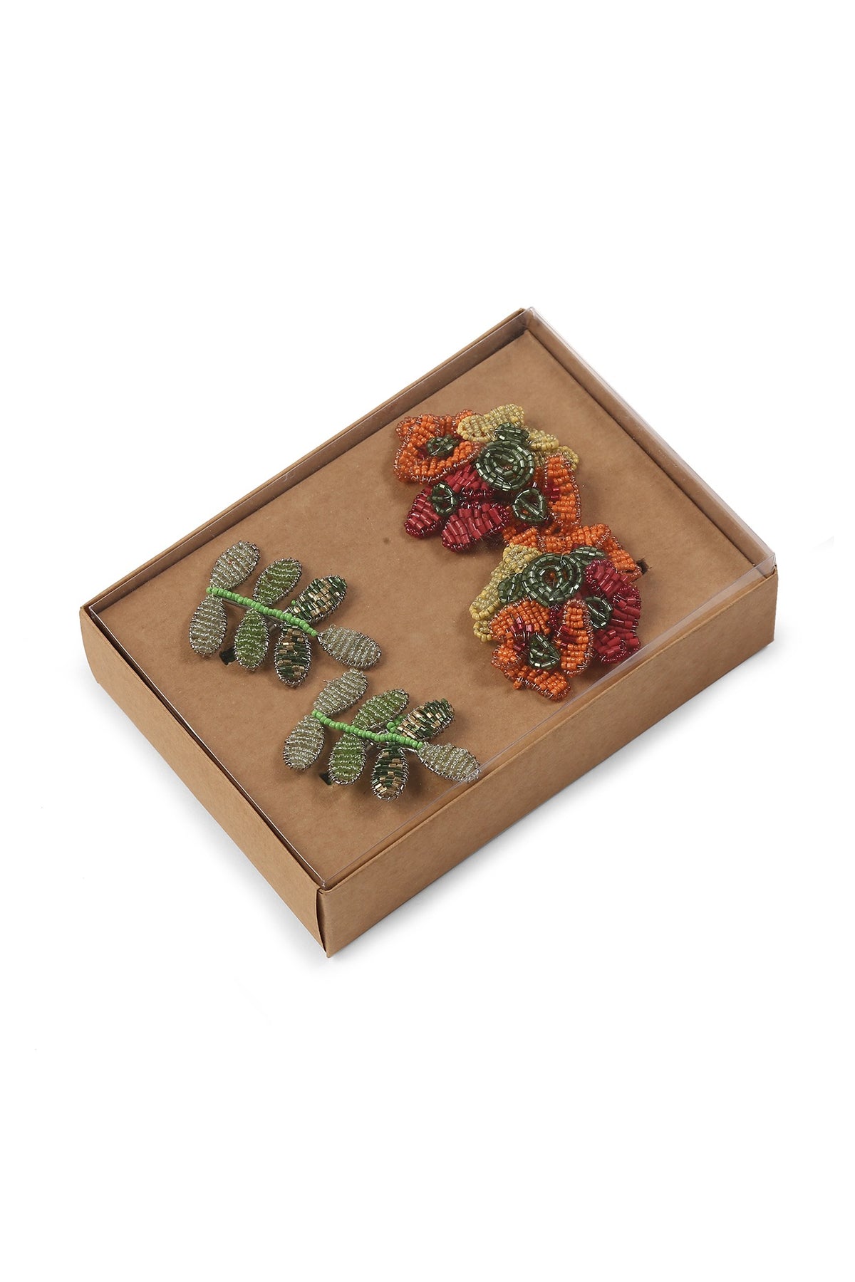 Floral Beaded Napkin Rings (Set of 4)
