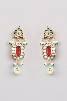 Gold Finish Kundan Polki & Multi-Colored Beaded Long Necklace