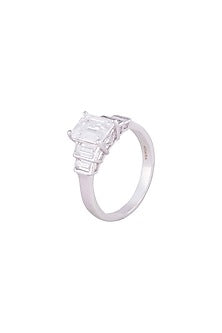 White Finish 925 Sterling Silver Swarovski Solitaire Ring