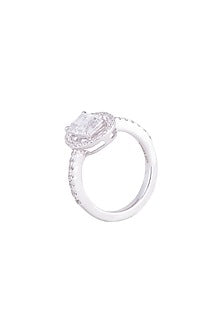 White Finish 925 Sterling Silver Swarovski Zircon Solitaire Diamond Ring