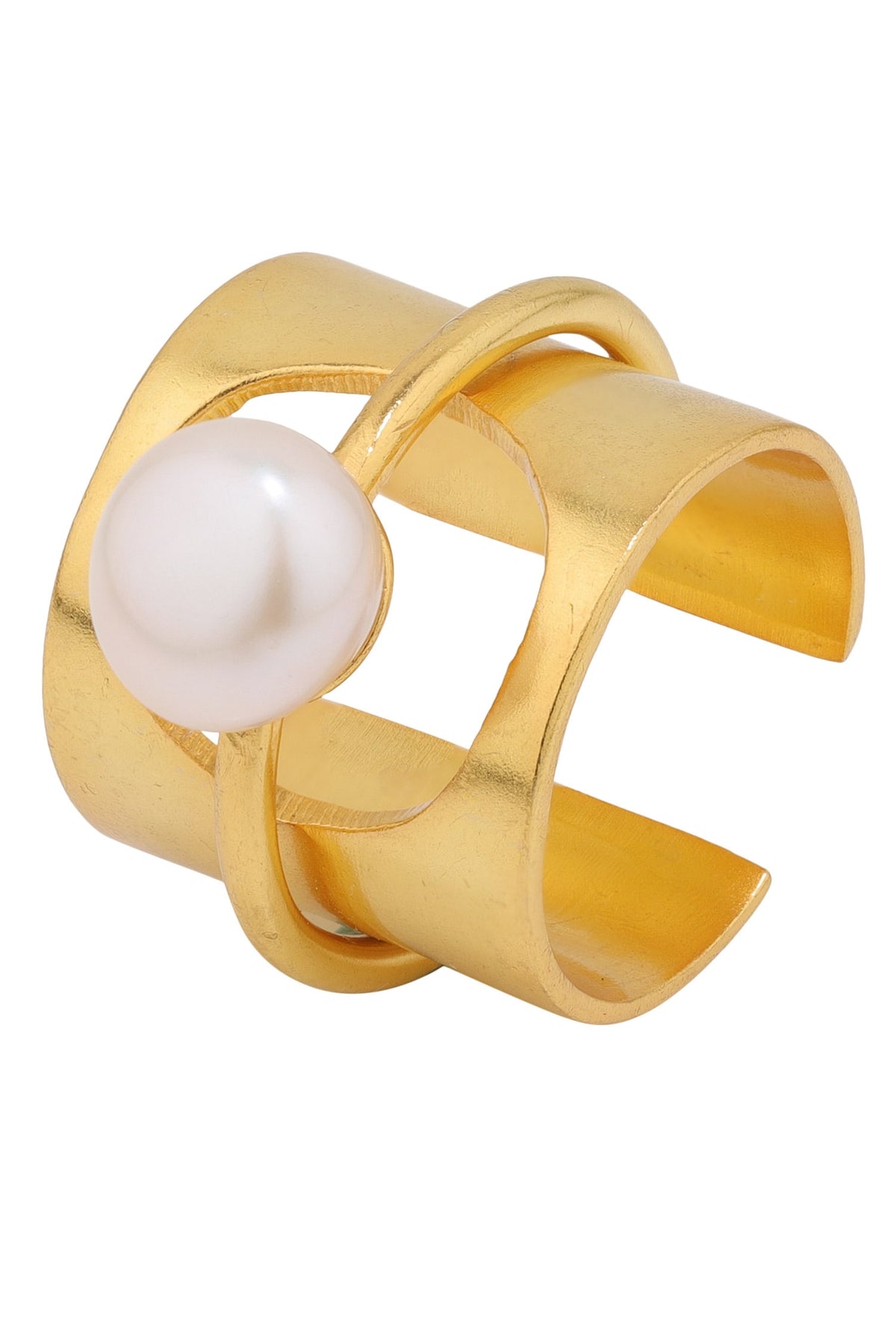 Gold Cutout Pearl Ring