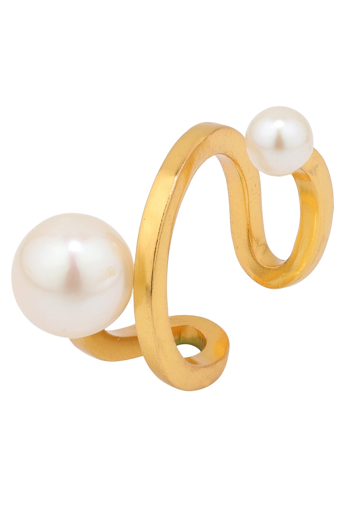 Twirl Design Gold Pearl Ring