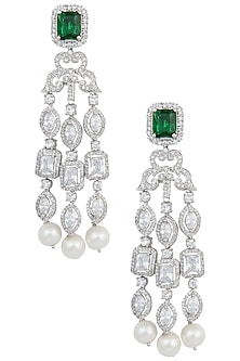 White Gold Finished Chandelier Earrings