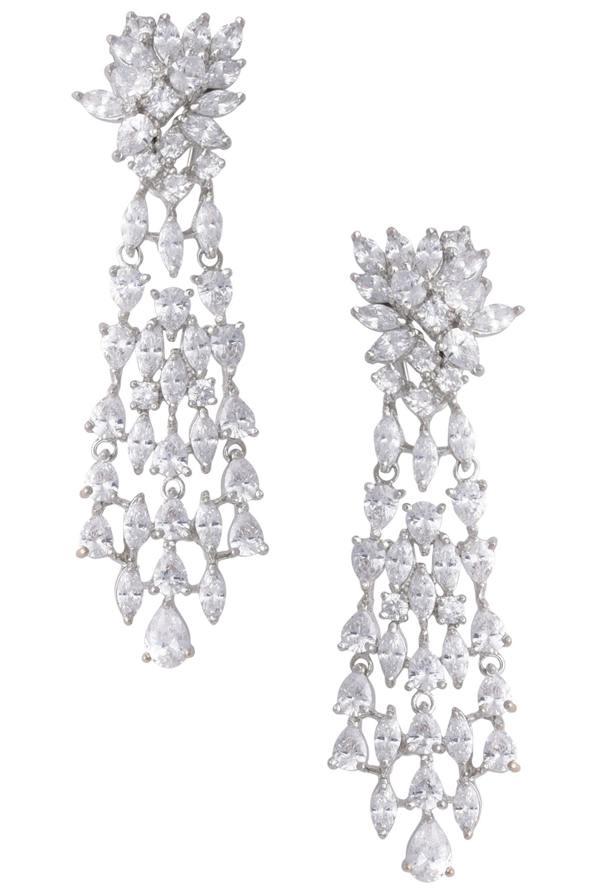 Silver White Zircon Dangler Earrings