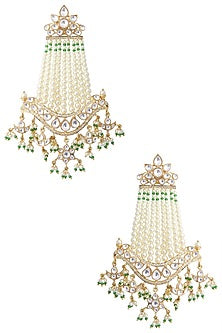 Gold Kundan Dangler Earrings