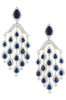 Silver Plated White and Blue Faux Sapphire Earrings