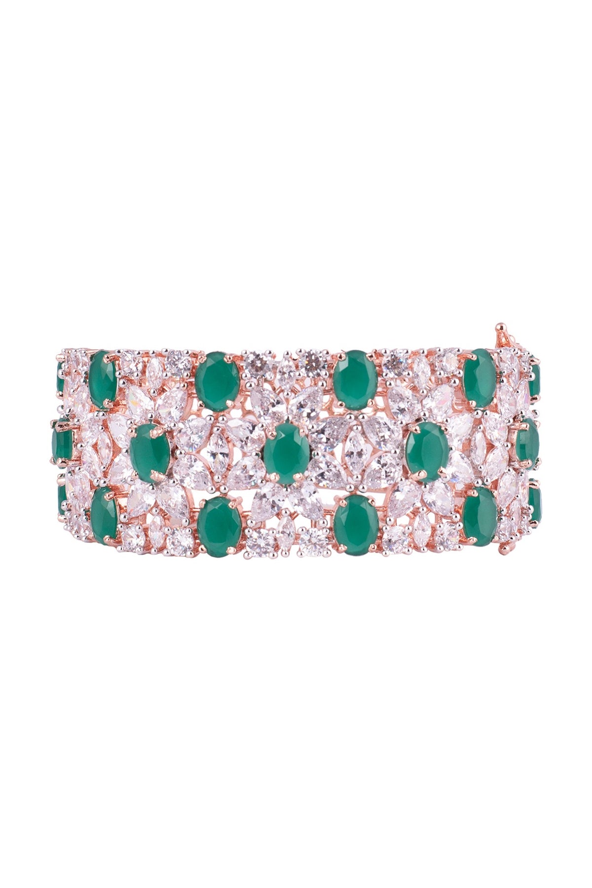 Silver Plated Faux Emerald and Diamond Bracelet