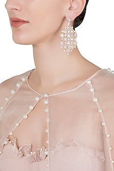 Gold plated diamond long earrings
