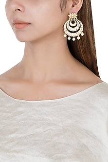 Gold Finish Kundan Chandbali Earrings