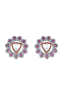 Black Rhodium Plated Faux Polki Sone Earrings