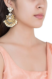 Yellow Rhodium Plated Faux Polki Long Earrings