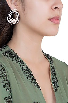White Rhodium Plated Faux Diamond Earrings