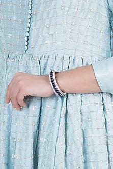 White gold plated sapphire and zircon bangle