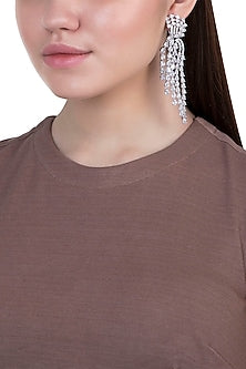 White rhodium plated zircon earrings