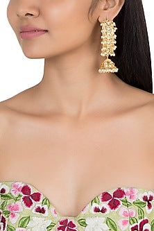 Gold plated faux kundan long earrings